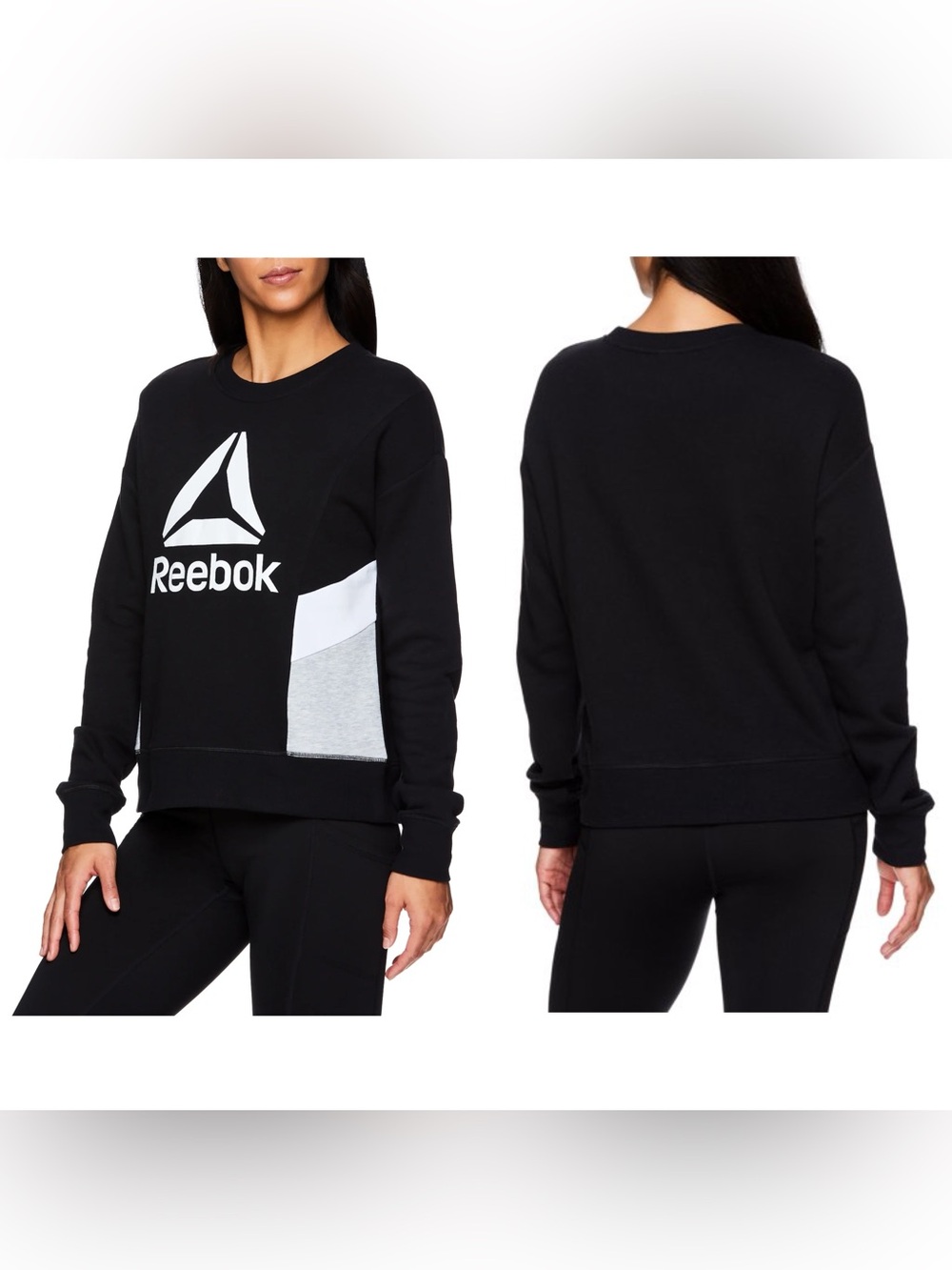Reebok Women's Journey French Terry Cropped Crew Logo Sweatshirt Size Medium GUC